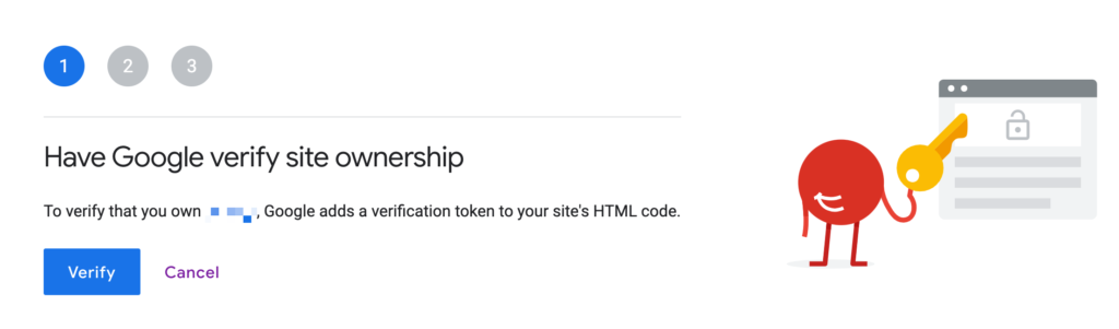 A screenshot of the Have Google verify site ownership screen.
